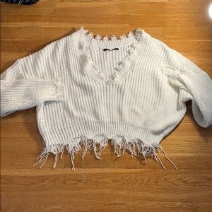 Zaful Distressed Cropped Sweater